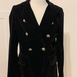 Faux velvet blazer
